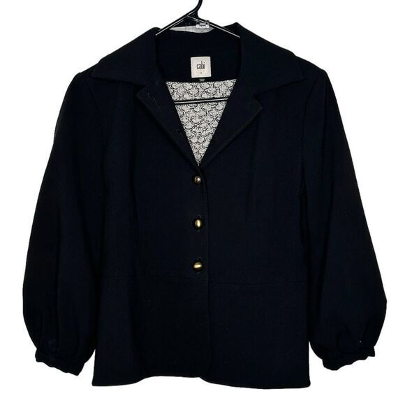 CAbi Abbott Jacket Brass Button Billow Sleeve 3027 size 2 - Picture 2 of 7